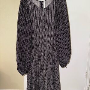 Anthropologie Black and White Long Sleeve Sundress